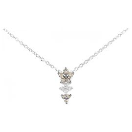 Autre Marque Colar de Flor em Ouro Branco e Diamantes Au750 Prata