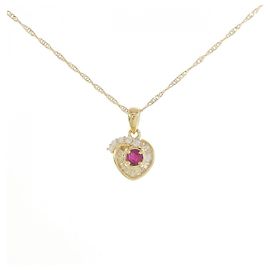 Autre Marque Au750 Ruby Diamond Necklace Golden