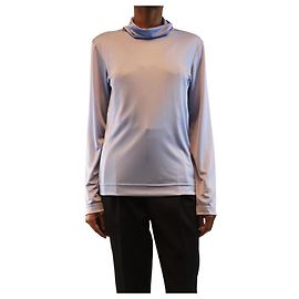 Céline Cornflower blue satin high-neck top - size UK 6 Blue
