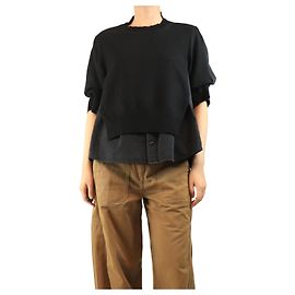 Sacai Top de punto denim negro - talla M Negro