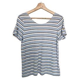 Sézane T-shirt in cotone a righe - Blu e Bianco Bianco Blu