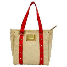 Louis Vuitton Antigua Cabas MM Tote Bag Beige