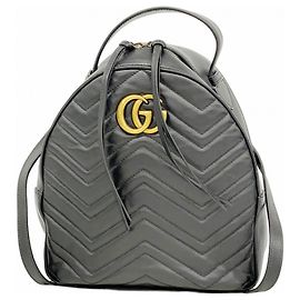 Gucci GG Marmont Black Leather Backpack Black