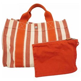 Hermès Sac cabas Hermes Cannes PM Blanc Rouge