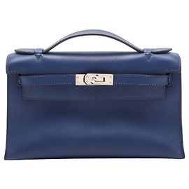 Hermès Blue Swift Kelly Pochette 22 Bleu Autre