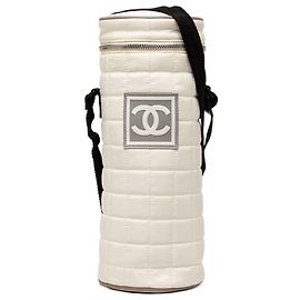 Porta-garrafa transversal Chanel White Quilted Sport Line Branco Cru