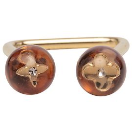 Louis Vuitton Goldene Resin-Kristall-Einschluss Fleur Cocktail-Ring Golden