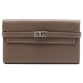 Carteira Kelly Longue em couro Epsom marrom Hermès Marrom Taupe