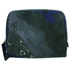Fendi Blue Zucca Gradient Canvas FF 1974 Kulturbeutel Blau Marineblau