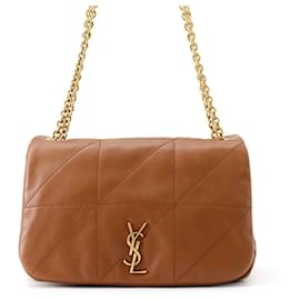 Yves Saint Laurent Lambskin Shoulder Bag Brown