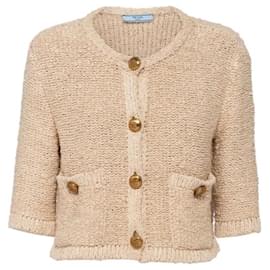 Prada Cropped Seiden-Strickjacke Bouclé - Beige Beige