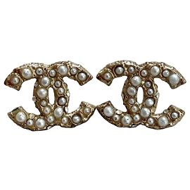 Chanel CC Logo Goldene Perlenohrringe Golden