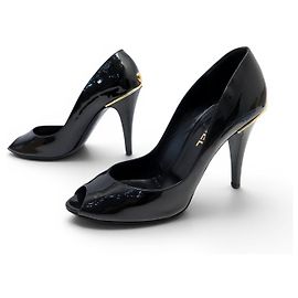DECOLTÉ CHANEL LOGO CC G25879 39 IN PELLE LACCATA NERA Nero