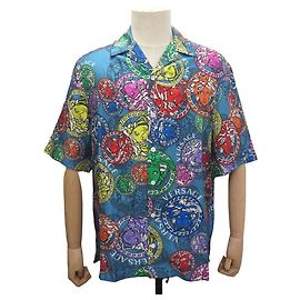 NUOVA CAMICIA VERSACE MEDUSA A85919 M 39 IN SEDA MULTICOLORE Multicolore