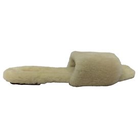 Aeyde Anna Shearling Slides in White Wool White Cream