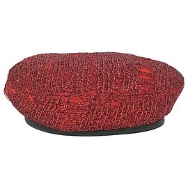 Eugenia Kim Solid Beret in Red Tweed Red Dark red
