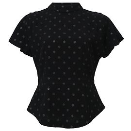 Top aderente a maniche corte con collo chiuso a pois Marc Jacobs in viscosa nera Nero