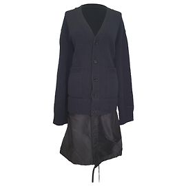 Burberry Perren Contrast Nylon Panel Cardigan aus schwarzer Wolle Schwarz