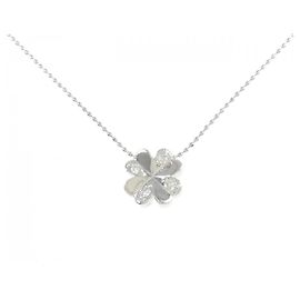 Autre Marque Clover Diamant-Halskette Pt900/Pt850 Silber