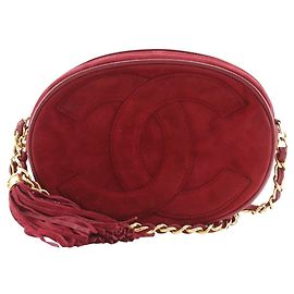 Chanel Coco Mark Suede Chain Shoulder Bag Red
