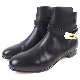 Hermès Botas curtas de couro Neo Kelly com fivela Preto