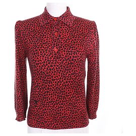 Christian Dior Leopard Pattern Bee Embroidery Cashmere Knitwear Black Red