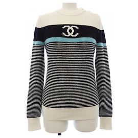 Top de punto Chanel Negro Blanco Azul