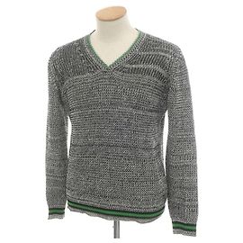 Autre Marque Pull en maille en coton Roberto Collina Noir Blanc Vert