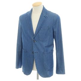 Autre Marque Giacca casual in cotone chambray Giannetto Blu