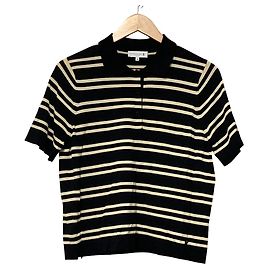 Top de manga curta listrado em rayon Ice da Mackintosh Preto