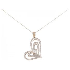 Autre Marque Collar con colgante de Corazón de Diamantes Au750 Rosa