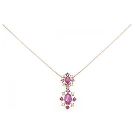 Autre Marque Collier en saphir et diamants Au750 Rose