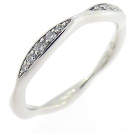 Chanel Camellia Half Eternity Platinum Ring Size 47 Silvery