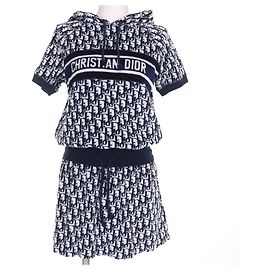 Christian Dior Oblique Samtkleid Blau Marineblau