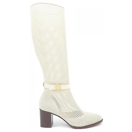 Christian Dior DIOR EMPREINTE Leather Long Boots Beige