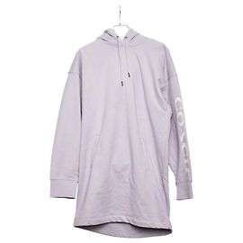 COACH Essential Kapuzenpullover-Kleid aus Baumwolle, Langer Pullover-Parka Lila