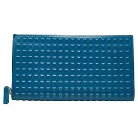 Balenciaga Grid Wallet Leather Wallet Blue
