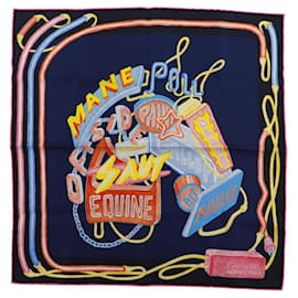 Hermès Sciarpa in seta Hermes Chevaloscope Blu Altro Giallo
