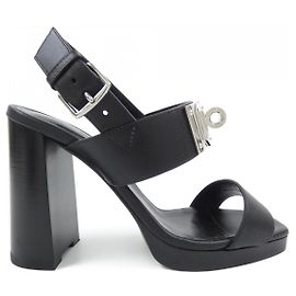 Hermès Hermes Ilona Kelly Buckle Sandals Black