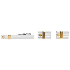 Alfred Dunhill Conjunto de Abotoaduras e Clip de Gravata Dunhill 2way Prata