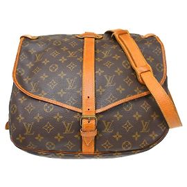 Louis Vuitton Saumur Handbag Monogram Canvas 35 Brown