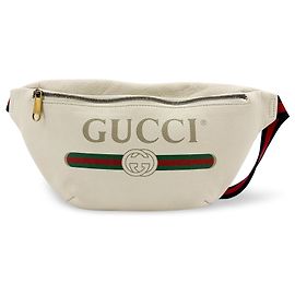 Ceinture Gucci Logo en cuir imprimé Medium Blanc