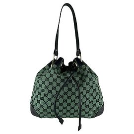 Borsa a tracolla Gucci GG Canvas e pelle Nero Verde
