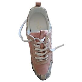 Sneakers Basse Louis Vuitton Rosa Damier Azur Rosa Bianco Beige