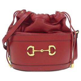 Bolsa de ombro Gucci Horsebit 1955 em couro vermelho Vermelho