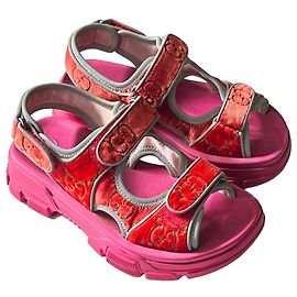 Gucci Flashtrek Reflex Stretch GG Velvet Sandals Pink Red