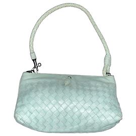 Bottega Veneta Intrecciato Woven Leather Shoulder Bag Light blue