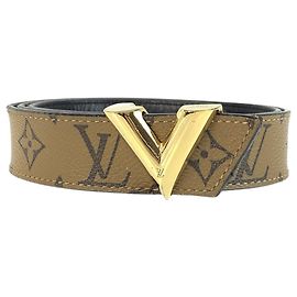 Cintura in pelle Monogram Reverse Louis Vuitton Marrone D'oro