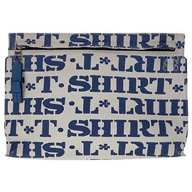Loewe T Pouch Clutch Bag White Blue