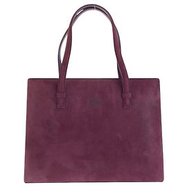 Bolsa de mão Loewe Anagram em camurça roxa e couro dourado Dourado Roxo